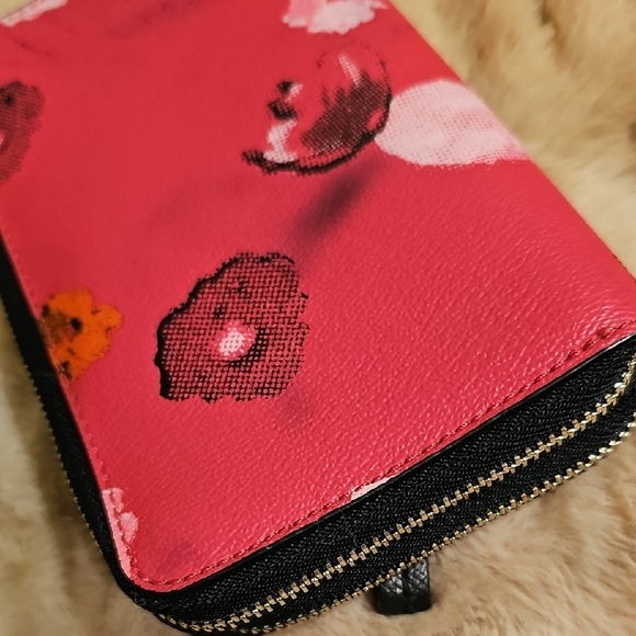 Coach Pink Floral Key Holder with Black Accents - Picture 13 of 16